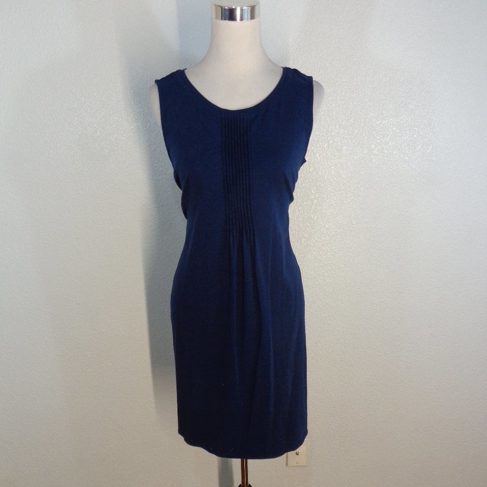 LANDS END Womens Navy Blue Cotton Jersey Swim Cover-Up Dress M